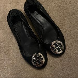 Tory Burch Black Minnie Leather Ballet Flats